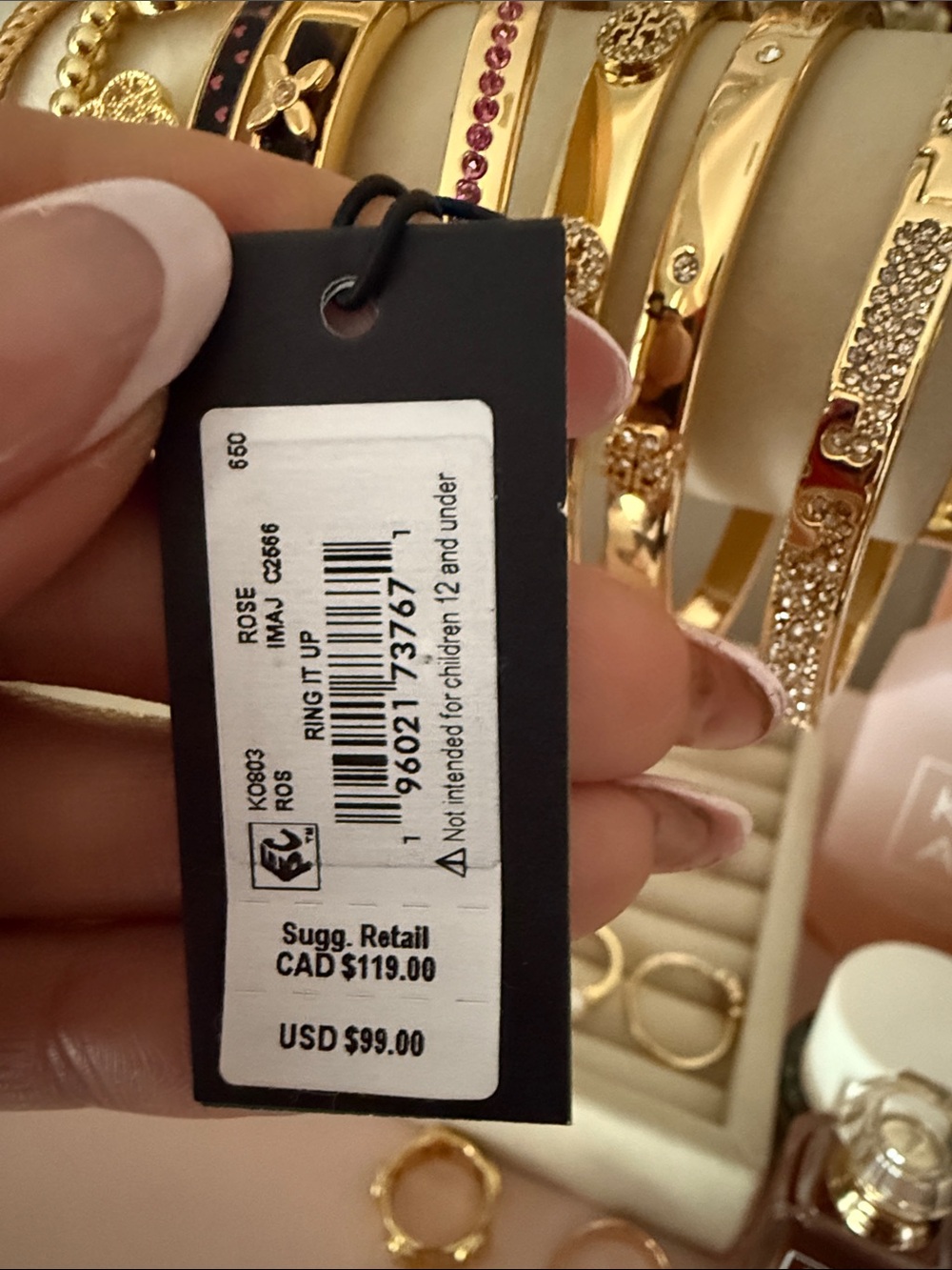 kate spade Gold Bangle with Pink Crystal Row - Picture 8 of 8